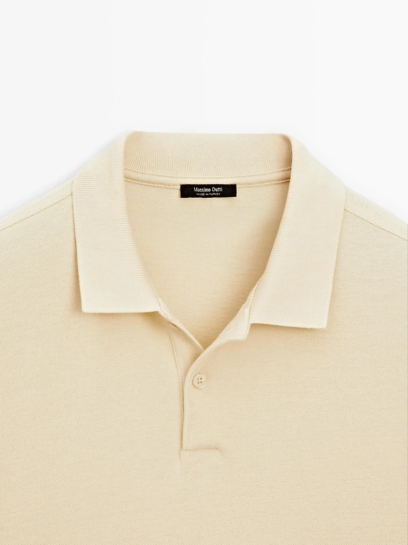 Micro textured piqué cotton polo shirt