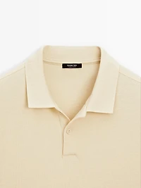 Micro textured piqué cotton polo shirt
