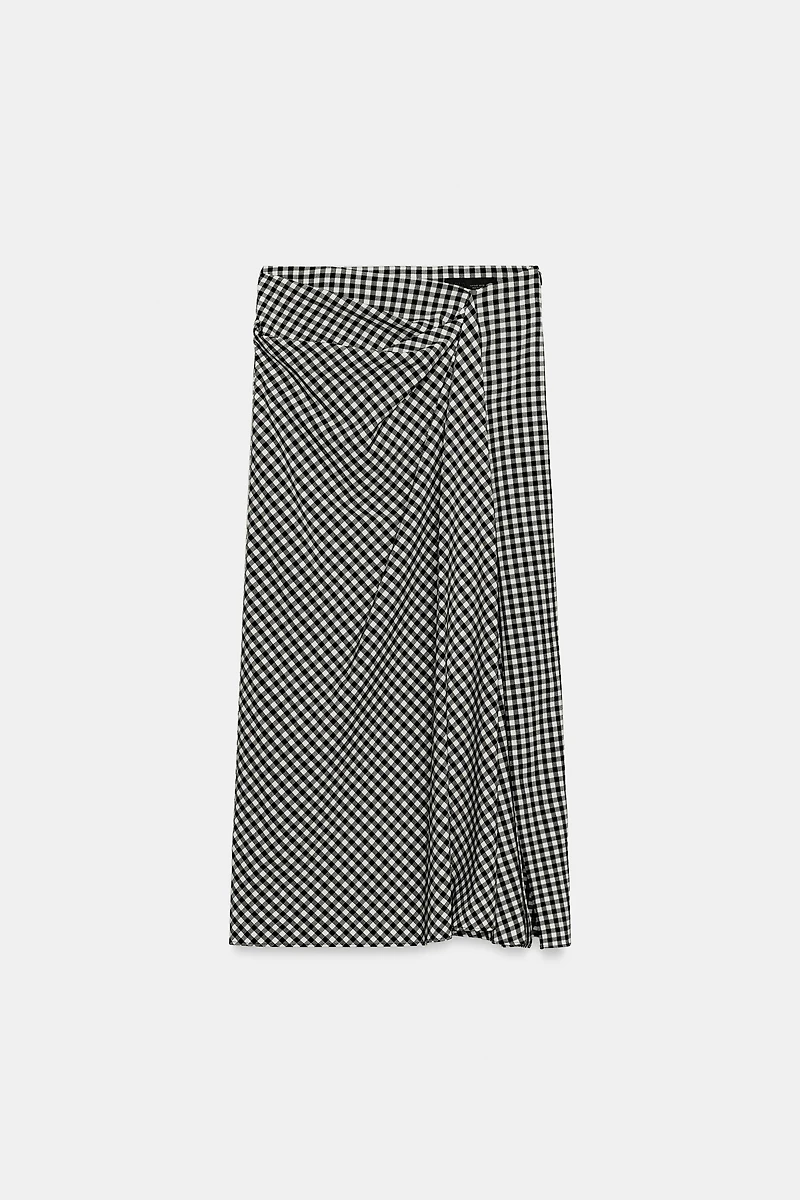 DRAPED GINGHAM SKIRT