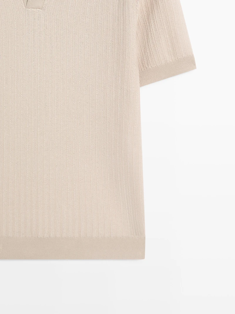Jacquard knit polo sweater