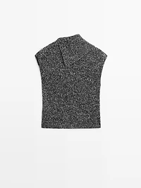 Mouliné knit vest with collar detail