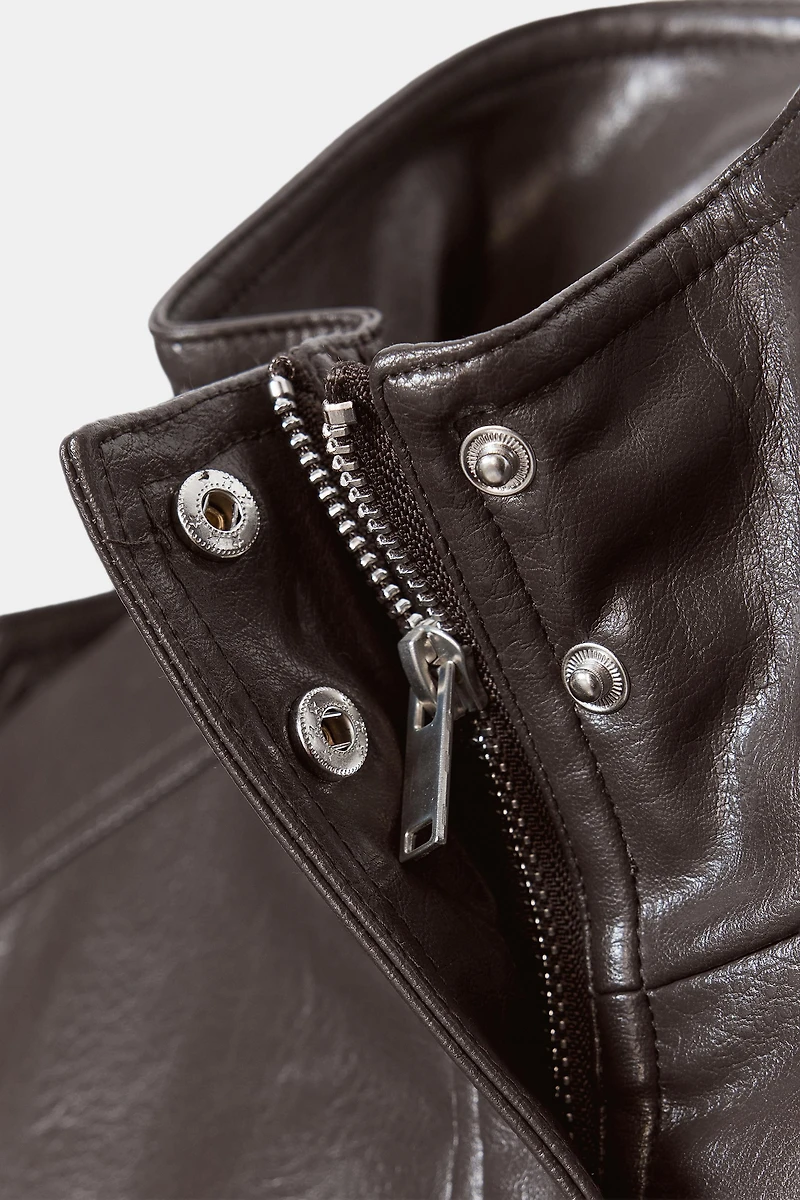 FAUX LEATHER CROPPED JACKET