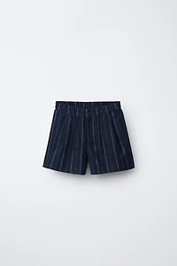 STRIPED LINEN COTTON SHORTS
