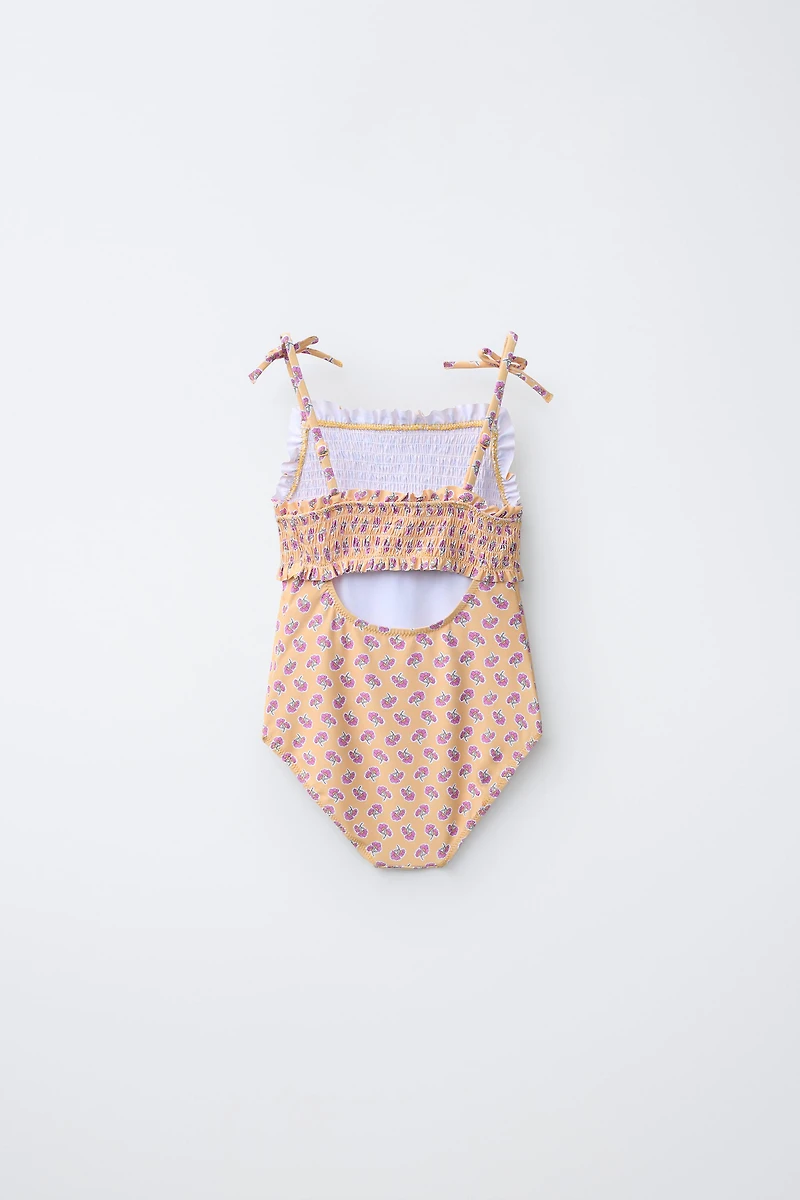 6-14 YEARS / SMOCKED FLORAL SWIMSUIT