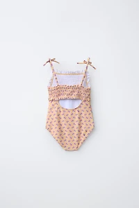 6-14 YEARS / SMOCKED FLORAL SWIMSUIT