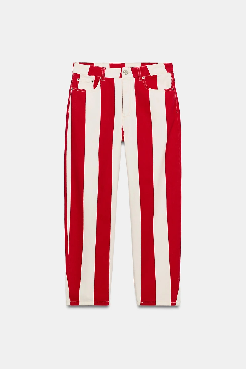 ZW COLLECTION MID-RISE TAPERED STRIPE JEANS