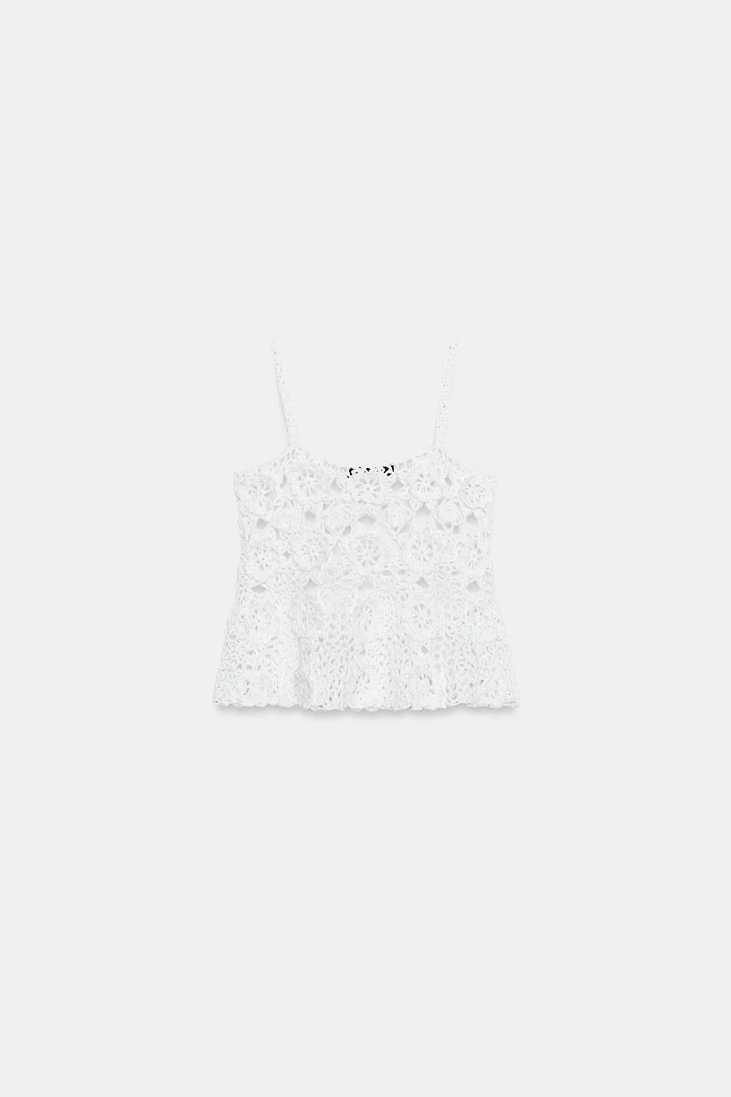 FLORAL CROCHET KNIT TOP