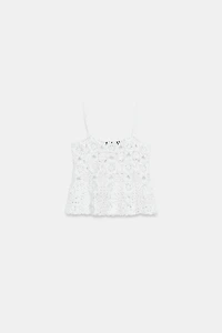 FLORAL CROCHET KNIT TOP
