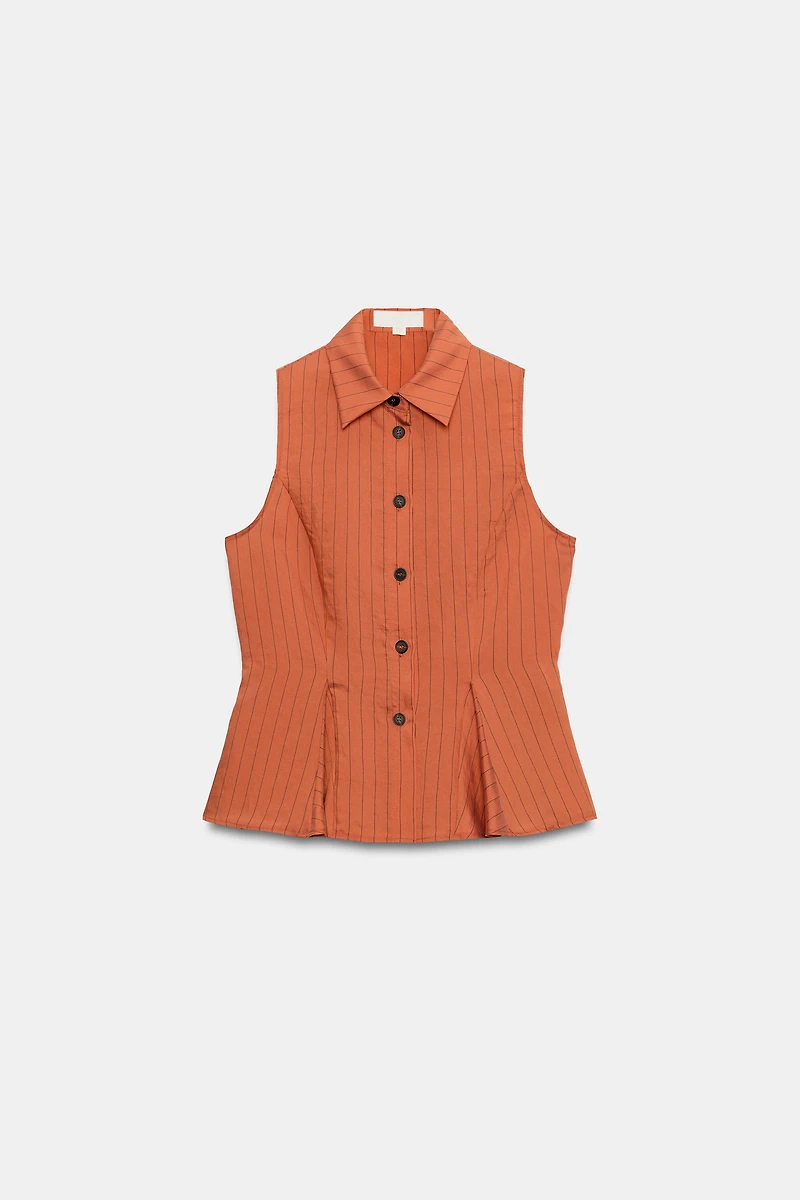 STRIPED PEPLUM VEST