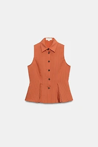 STRIPED PEPLUM VEST
