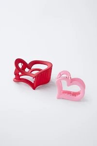 PACK OF TWO HEART-SHAPED HAIR CLIPS