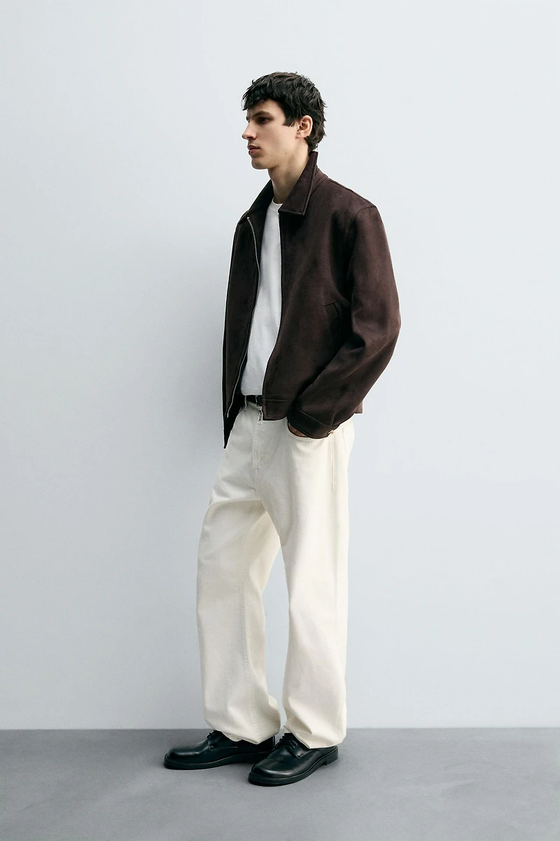 REGULAR FIT FAUX SUEDE JACKET