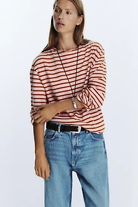 SLUB STRIPED COTTON T-SHIRT