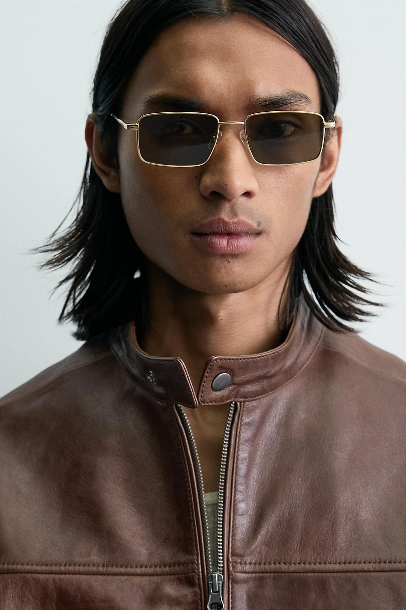 CROPPED FIT LEATHER JACKET