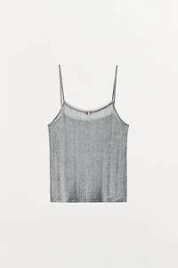 POINTELLE FLORAL STRAP TOP