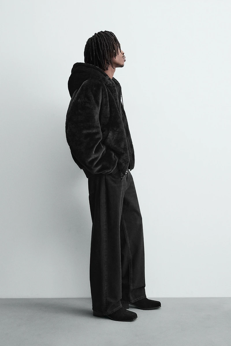 REVERSIBLE FAUX FUR BOMBER JACKET