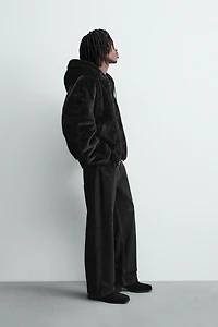 REVERSIBLE FAUX FUR BOMBER JACKET
