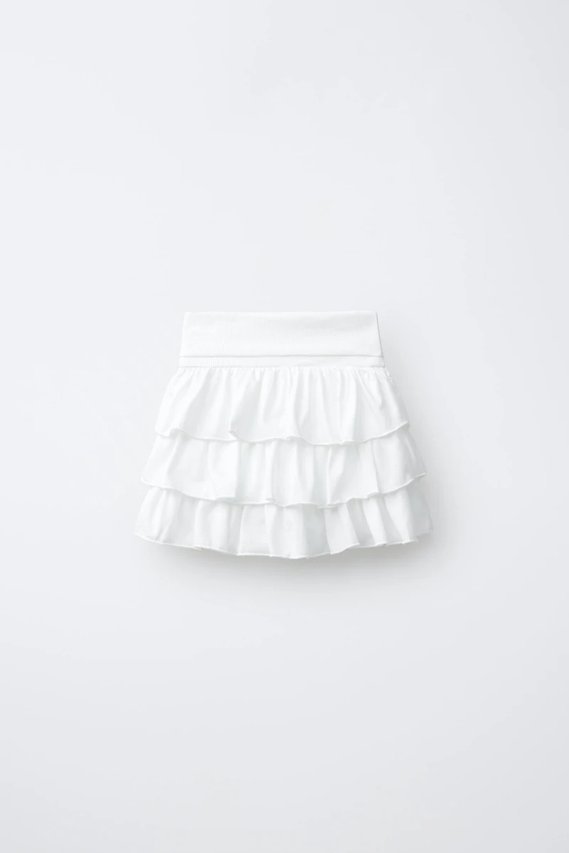 JUPE-SHORT À VOLANTS ET RAYURES