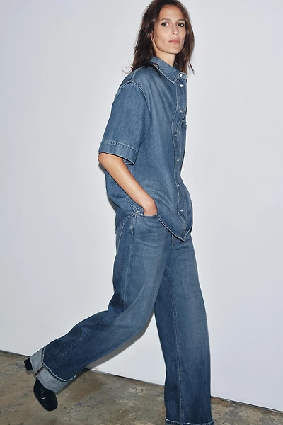 ZW COLLECTION MID-RISE TURN-UP HEM JEANS