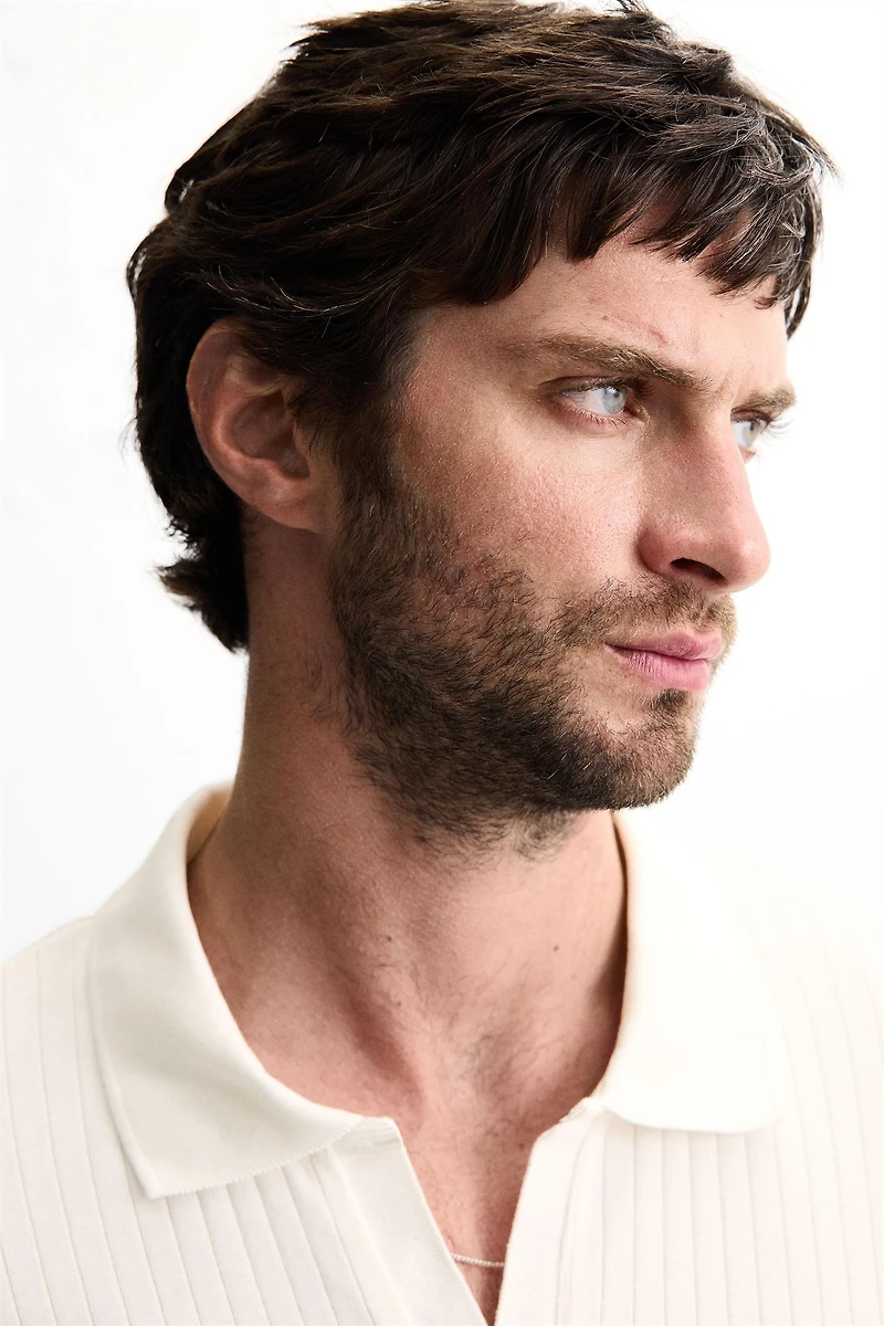 RIB KNIT POLO SHIRT