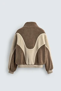 CONTRAST WELT FLEECE JACKET