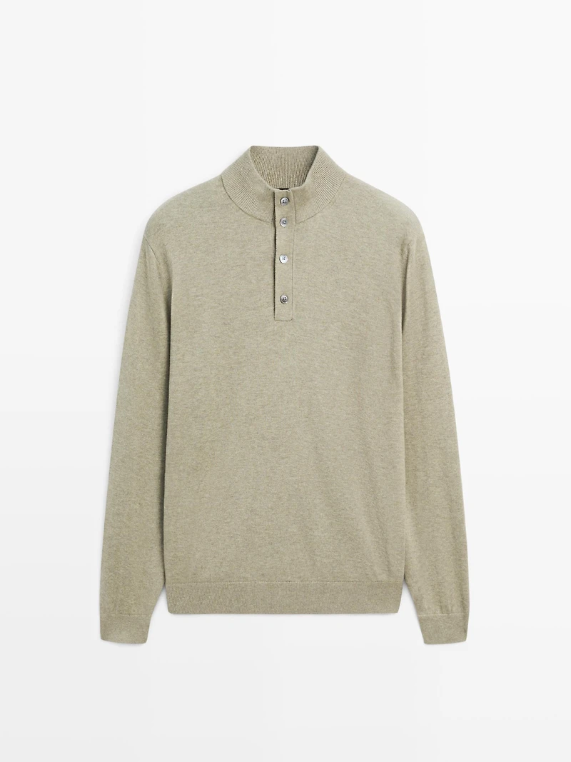 Pull en maille à col camionneur boutonné