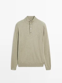 Pull en maille à col camionneur boutonné