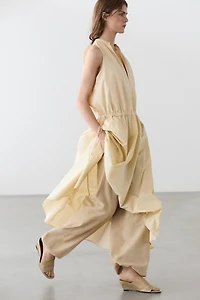 100% cotton midi dress with elasticated waist