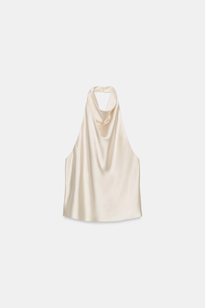 SATIN EFFECT HALTER TOP