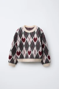 KNIT JUMPER WITH DIAMONDS AND HEARTS
