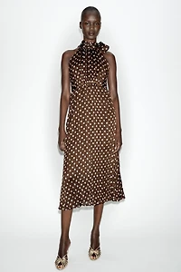 TIED POLKA DOT MIDI DRESS