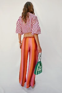 PANTALON LARGE À RAYURES