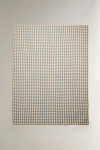 CHECK WAFFLE-KNIT BLANKET
