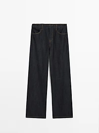 100% cotton mid-rise wide-leg jeans