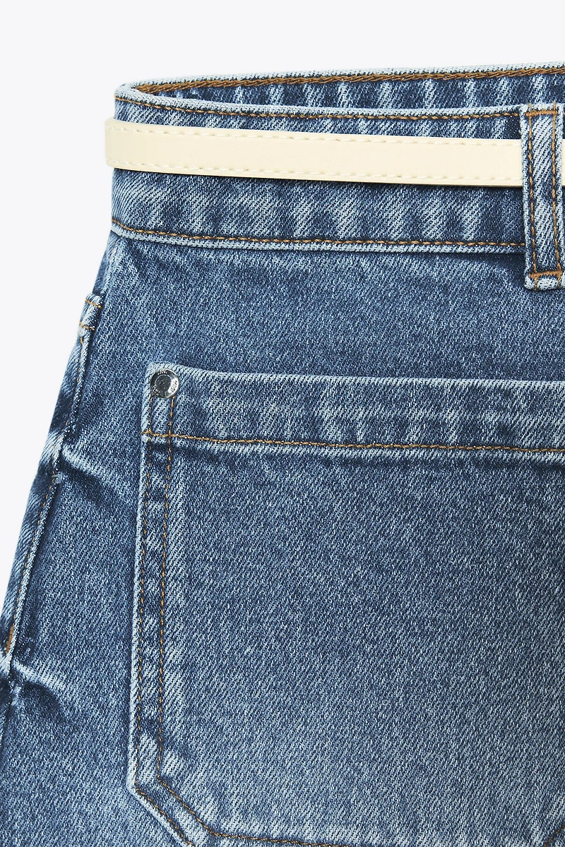 Z1975 BELTED DENIM SHORTS