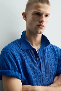 BRAIDED TEXTURED KNIT POLO