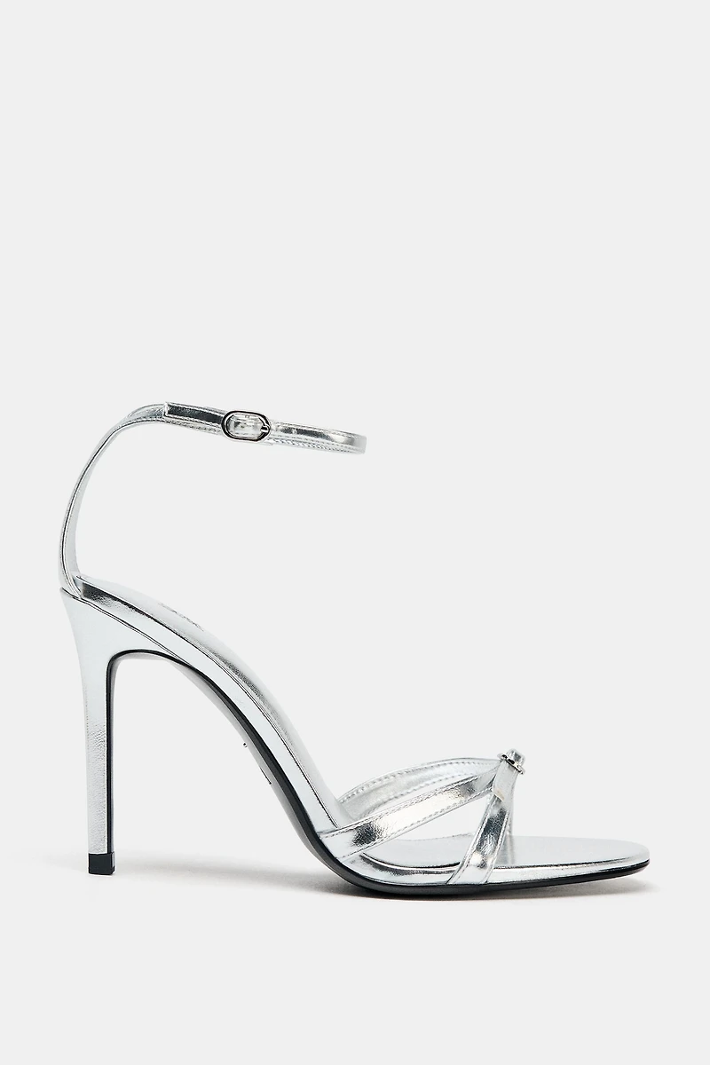 METALLIC EFFECT HIGH-HEEL SANDALS