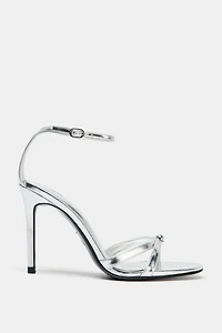 METALLIC EFFECT HIGH-HEEL SANDALS