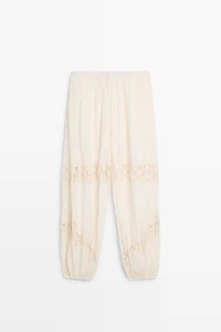 Flowing sarouel trousers with embroidered detail