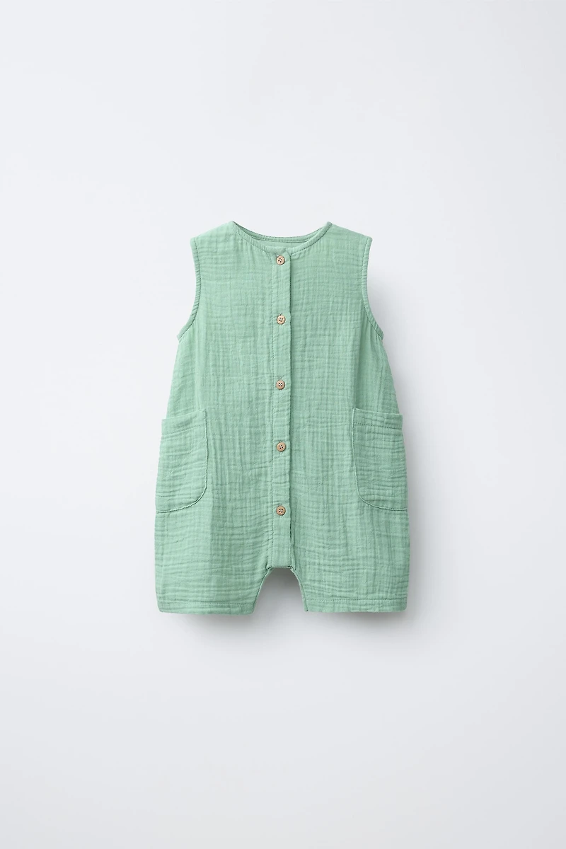 TEXTURED OVERALLS WITH LABEL