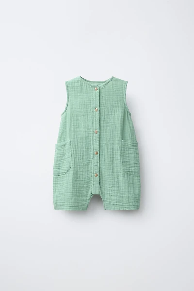 TEXTURED OVERALLS WITH LABEL