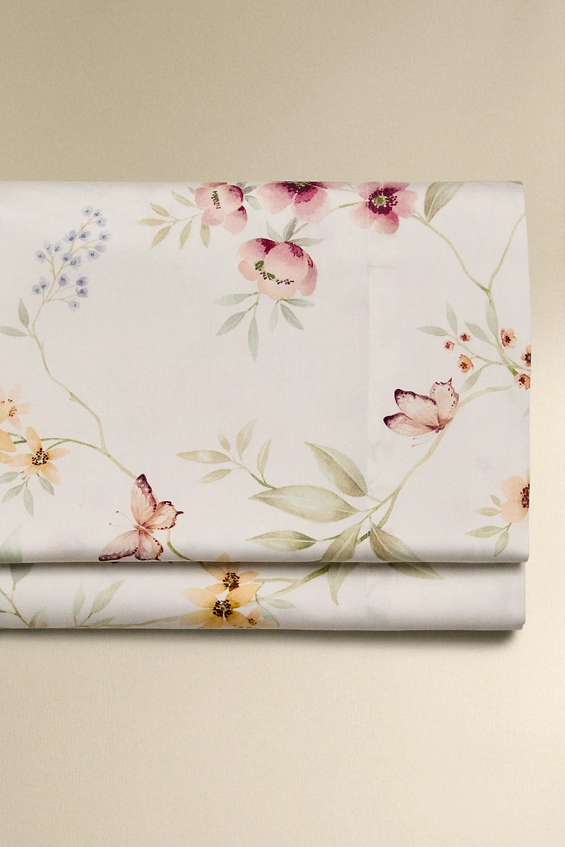 FLORAL PRINT SATEEN FLAT SHEET