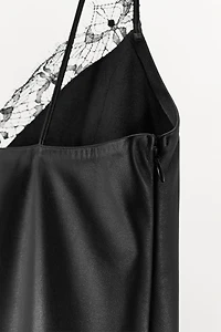 ASYMMETRIC 100% LEATHER LACE DRESS
