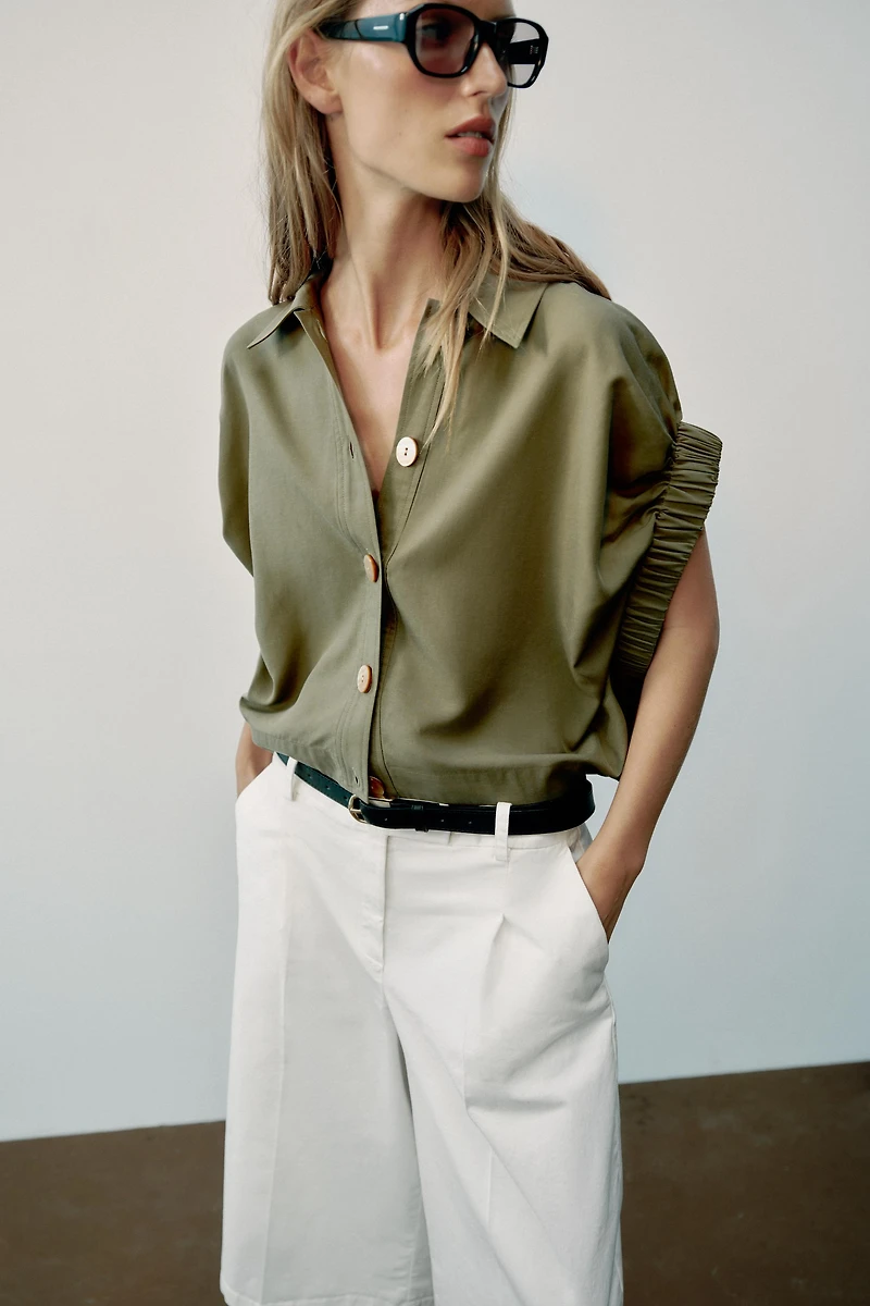 DRAPED SLEEVE SHIRT