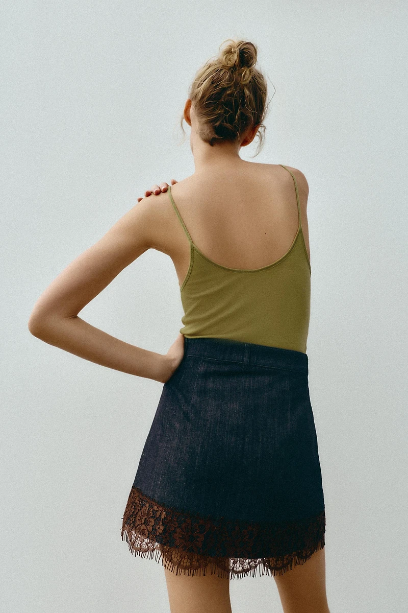 Z1975 DENIM LACE SKORT