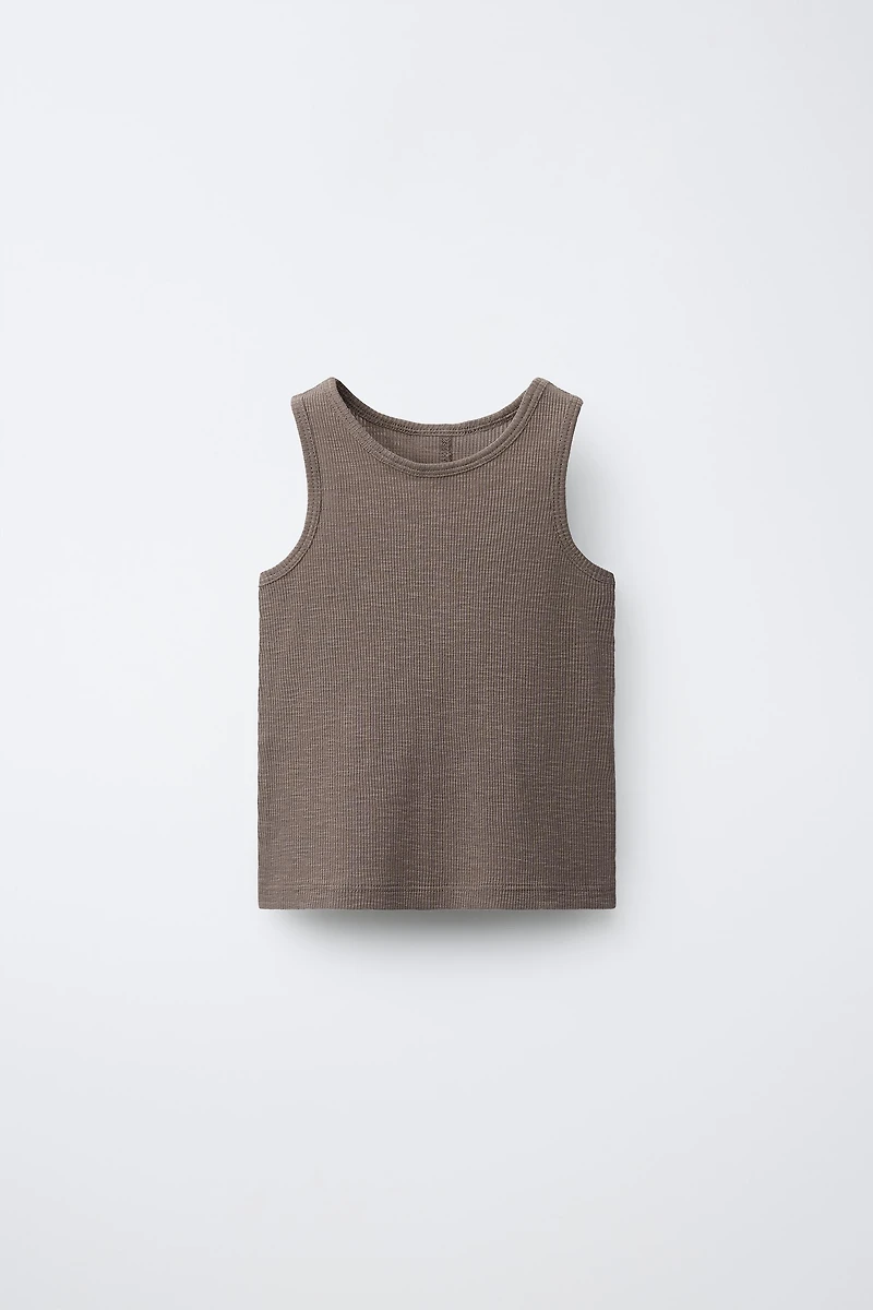 RIBBED SLEEVELESS T-SHIRT