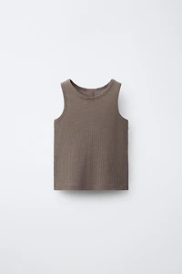 RIBBED SLEEVELESS T-SHIRT