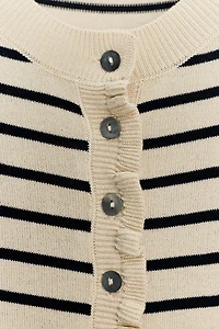 RUFFLED KNIT CARDIGAN