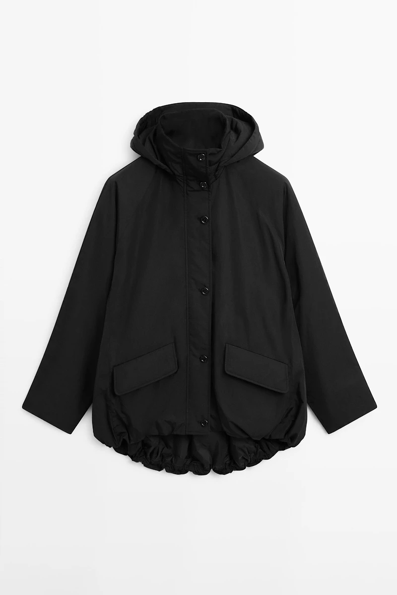 Long technical fabric parka