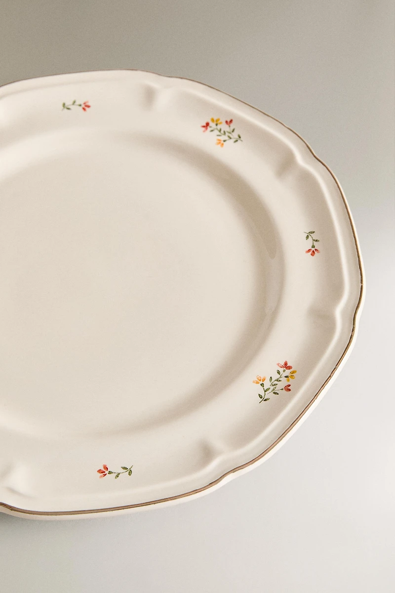 PORCELAIN DINNER PLATE WITH FLORAL PRINT